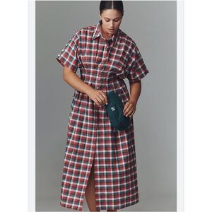 Anthropologie EXQUISE Tobi Midi Shirt Dress Checked Size 1X